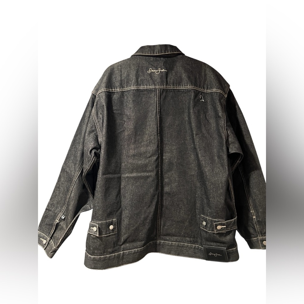 Sean John  Vintage Charcoal Denim Jacket Trucker 90s Baggy Logo Size XXL - Picture 2 of 7